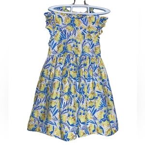 Floral Blue and Yellow Kids Dress